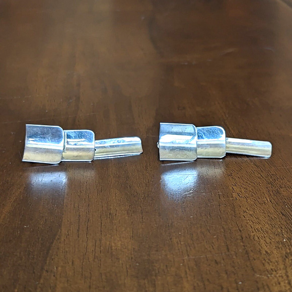 Taxco Modernist Geometric Sterling Silver Dangly Earrings Made in Mexico - Picture 5 of 10